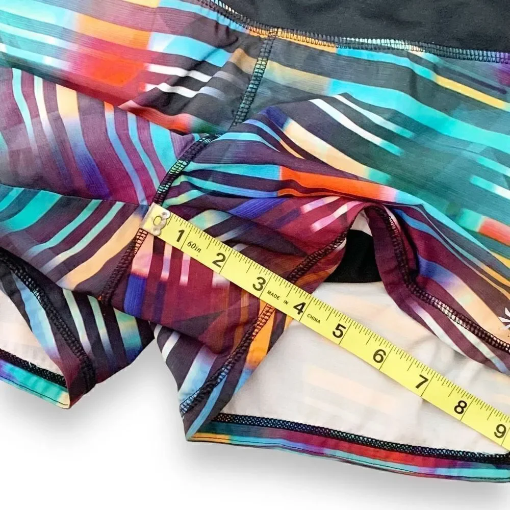 Athleta Laser Beam Ready Set Go Running Shorts Multicolor Stripe Women’s Size- S